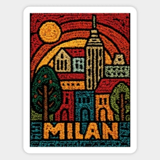 Milan Italy Linocut Poster | Vintage Duomo & Fashion Capital Magnet